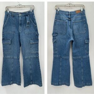 SOCIAL TOURIST 7 Woman Ultra high-rise carpenter wide leg jean grunge casual Y2K